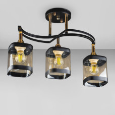 Люстра стельова Light House DL-18656/3 чорна із золотом, плафон чорний + шампань