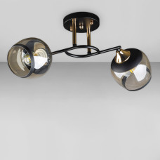 Люстра стельова Light House DL-18658/2 чорна із золотом, чорний плафон + шампань