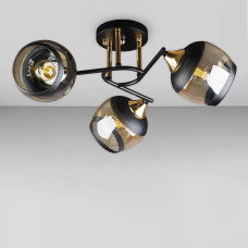 Люстра стельова Light House DL-18658/3 чорна із золотом, плафон чорний + шампань