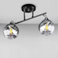 Люстра стельова Light House DL-18659/2 чорна + хром, плафон дзеркальний з прозорим