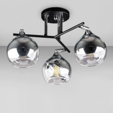 Люстра стельова Light House DL-18659/3 чорна + хром, плафон дзеркальний з прозорим