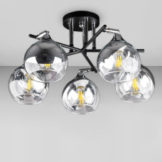 Люстра стельова Light House DL-18659/5 чорна + хром, плафон дзеркальний з прозорим