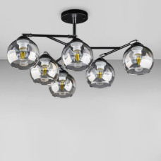 Люстра стельова Light House DL-18659/6 чорна + хром, плафон дзеркальний з прозорим