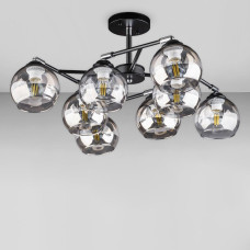 Люстра стельова Light House DL-18659/8 чорна + хром, плафон дзеркальний з прозорим