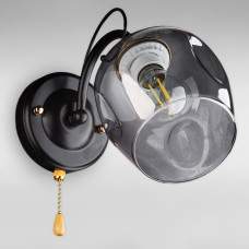 Настінний світильник Бра Light House DL-18660/1W чорний + золото, плафон димчастий 