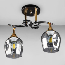 Люстра стельова Light House DL-18660/2 чорна + золото, плафон димчастий