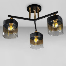 Люстра стельова Light House DL-18661/3 чорна із золотом, плафон чорний + шампань