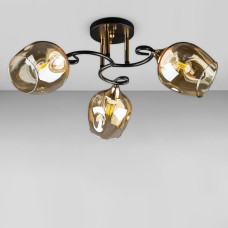 Люстра стельова Light House DL-18663/3 чорна + золото, плафон шампань 