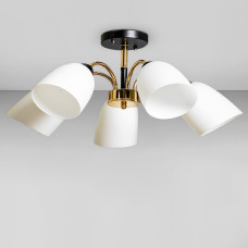 Люстра стельова Light House SC-18699/5 FG+BK D580*250 чорний + золото, плафон білий 