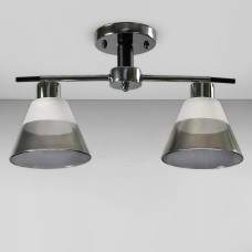 Люстра стельова Light House SC-18702/2 CR+BK 450*160*230 хром + чорний, плафон білий + сірий