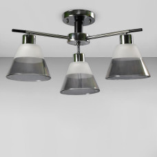 Люстра стельова Light House SC-18702/3 CR+BK D540*230 хром + чорний, плафон білий + сірий