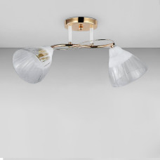 Люстра потолочная Light House SC-18703/2 FG+WH 450*160*240 золото, плафон белый с прозрачным