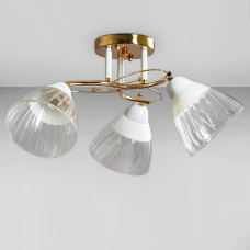 Люстра потолочная Light House SC-18703/3 FG+WH D470*240 золото + белый, плафон белый с прозрачным