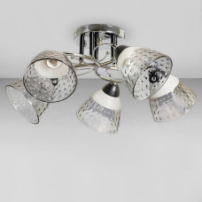 Люстра стельова Light House SC-18704/5 CR+BK D530*240 хром + чорний, плафон білий + прозорий