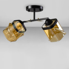 Люстра стельова Light House SC-18730/2 BK+GD 440*220*240 чорний, колір плафон бурштиновий з чорним 