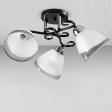 Люстра стельова Light House SC-18731/3 CR+BK D470*240 хром + чорний, плафон білий + сірий