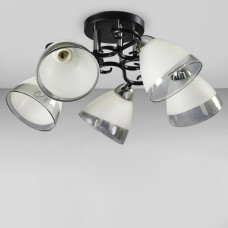 Люстра стельова Light House SC-18731/5 CR+BK D520*240 хром + чорний, плафон білий + сірий
