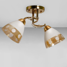 Люстра стельова Light House SC-18734/2 FG 450*240*260 золото, плафон білий + бурштиновий