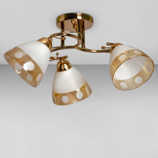 Люстра стельова Light House SC-18734/3 FG D490*260 золото, плафон білий + янтарний