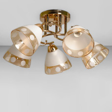 Люстра стельова Light House SC-18734/5 FG D540*260 золото, плафон білий + янтарний