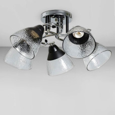 Люстра стельова Light House SC-18736/5 CR+BK D540*260 хром + чорний, плафон прозорий + чорний
