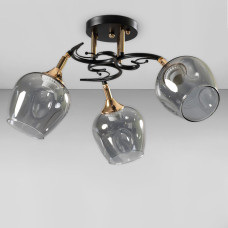 Люстра стельова Light House SC-18739/3 BK+FG 50*50*26 чорний + золото, колір плафону димчастий
