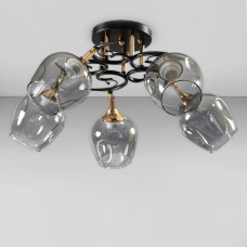 Люстра стельова Light House SC-18739/5 BK+FG 60*60*26 чорний + золото, колір плафону димчастий