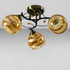 Люстра стельова Light House SC-18740/3 BK+AB D450*240 бронза + чорний, колір плафону янтарний
