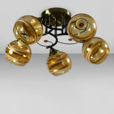 Люстра стельова Light House SC-18740/5 BK+AB D530*240 бронза + чорний, колір плафону янтарний