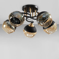 Стельова люстра Light House SC-18741/5 BK+FG D510*230 чорний + золото, колір плафона медовий + чорний