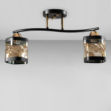 Люстра стельова Light House SC-18742/2 BK+FG 48*23*26 чорний+золото, колір плафону медовий+чорний