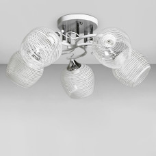 Стельова люстра Light House SC-18744/5 WH+CR D520*240 білий + хром, плафон білий з прозорим
