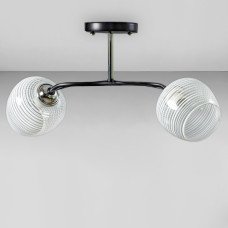Люстра стельова Light House SW-18746/2 CR+BK 430*280*270 чорний + хром, колір плафон білий з прозорим