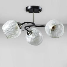 Стельова люстра Light House SW-18746/3 CR+BK 450*450*270 чорний + хром, плафон білий з прозорим