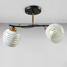 Люстра стельова Light House SW-18747/2 FGD+BK 480*260*260 чорний + золото, плафон білий з прозорим