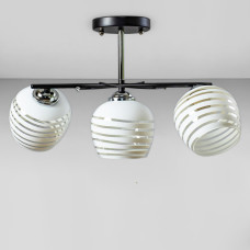 Люстра стельова Light House SW-18747/3 CR+BK 500*260*260 чорний + хром, плафон білий з прозорим