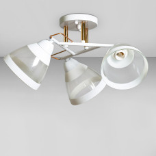 Люстра стельова Light House SC-18697/3 FG+WH D470*240 білий + золото, плафон прозорий + білий