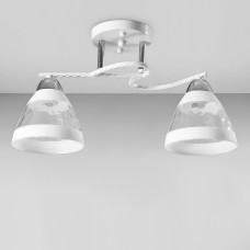 Люстра стельова Light House SC-18751/2 CR+WH 440*150*240 білий + хром, плафон прозорий + білий