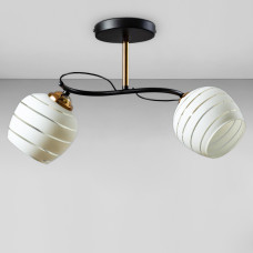 Люстра стельова Light House SW-18748/2 FGD+BK 440*250*260 чорний + золото, плафон білий з прозорим
