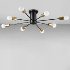 Люстра стельова Light House DL-18753/8 чорна із золотом