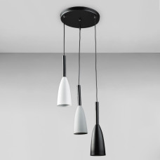 Люстра підвісна Лофт Light House DL-18755/3 чорна, плафон білий + сірий + чорний