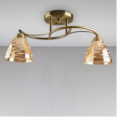 Стельова люстра Light House SH-18174/2 AB 520*190*230 бронза плафон бурштиновий