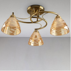 Люстра потолочная Light House SH-18174/3 AB 520*520*230 бронза плафон янтарный