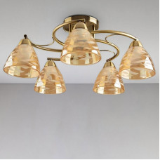 Люстра потолочная Light House SH-18174/5 AB 570*570*230 бронза плафон янтарный