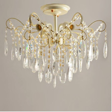 Люстра кришталева стельова Light House SH-18175/4 LWG 520*520*420 білий із золотом