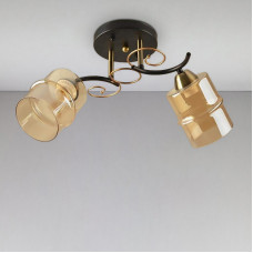 Люстра потолочная Light House SH-18178/2 BK+AB 450*200*240 черная плафон янтарный  