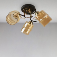 Люстра потолочная Light House SH-18178/3 BK+AB 450*450*240 черная плафон янтарный  