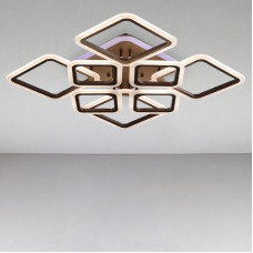 Стельова люстра LED з диммером та RGB підсвічуванням Light House SL-18183/4+4 COFFE+RGB 192W DIMMER 3000-6000 H140*L600*W610 кавовий