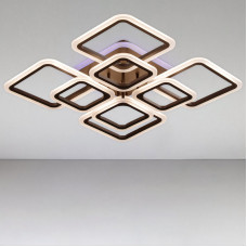 Люстра стельова LED з диммером та RGB з підсвічуванням Light House SL-18185/4+4B COFFE+RGB 192W DIMMER 3000-6000 H120*L600*W600 кавова 