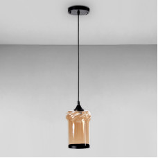 Люстра підвісна Light House SC-18190/1 BK D130*H200/H750 чорний плафон бурштиновий